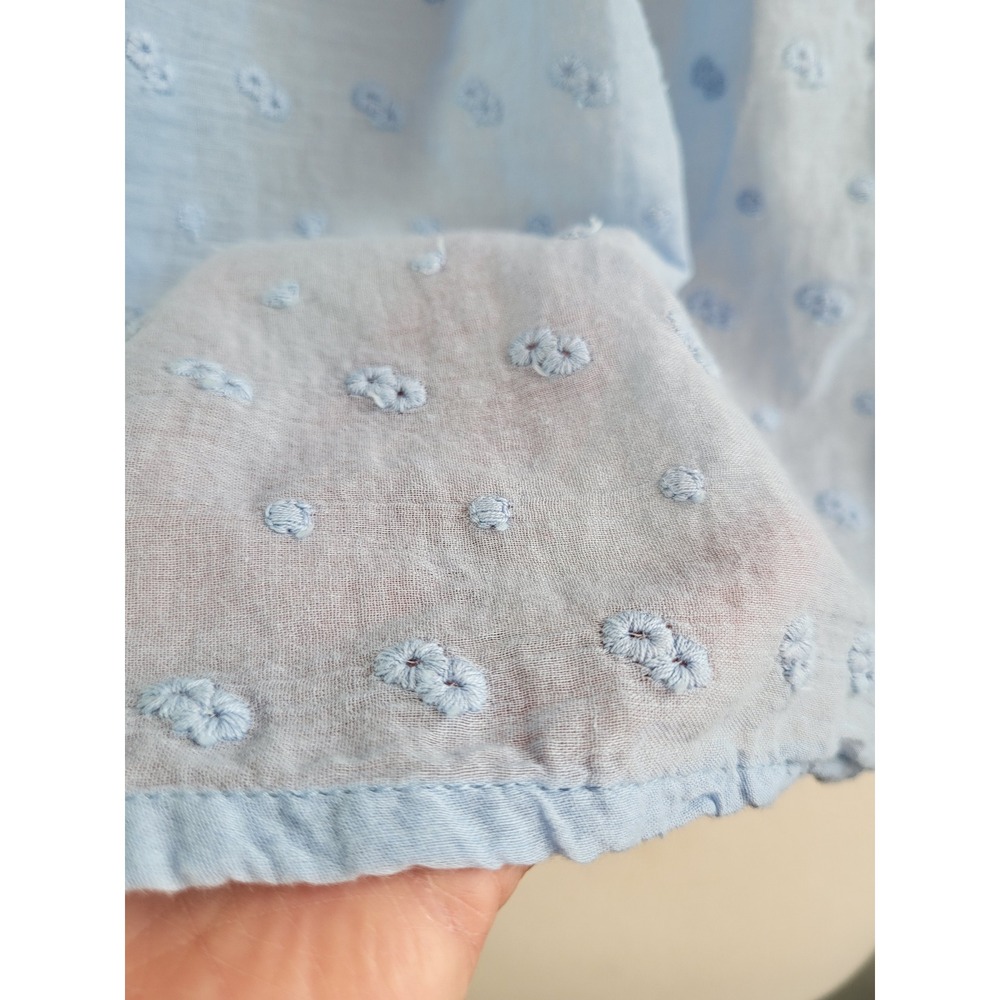Calypso St Barth Swiss Dot Embroidered Blue Eyelet Lace Cotton Blouse Large Boho - Picture 6 of 13